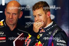 (L to R): Adrian Newey (GBR) Red Bull Racing Chief Technical Officer with Sebastian Vettel (GER) Red Bull Racing. 10.05.2013. Formula 1 World Championship, Rd 5, Spanish Grand Prix, Barcelona, Spain, Practice Day