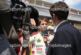 Romain Grosjean (FRA), Lotus F1 Team and Thomas SŽnŽcal (FRA), Canal +  12.05.2013. Formula 1 World Championship, Rd 5, Spanish Grand Prix, Barcelona, Spain, Race Day