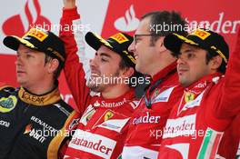 The podium (L to R): Kimi Raikkonen (FIN) Lotus F1 Team, second; Fernando Alonso (ESP) Ferrari, race winner; Stefano Domenicali (ITA) Ferrari General Director; Felipe Massa (BRA) Ferrari, third. 12.05.2013. Formula 1 World Championship, Rd 5, Spanish Grand Prix, Barcelona, Spain, Race Day
