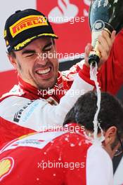 Race winner Fernando Alonso (ESP) Ferrari celebrates on the podium with Stefano Domenicali (ITA) Ferrari General Director. 12.05.2013. Formula 1 World Championship, Rd 5, Spanish Grand Prix, Barcelona, Spain, Race Day