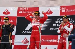 The podium (L to R): Kimi Raikkonen (FIN) Lotus F1 Team, second; Fernando Alonso (ESP) Ferrari, race winner; Felipe Massa (BRA) Ferrari, third. 12.05.2013. Formula 1 World Championship, Rd 5, Spanish Grand Prix, Barcelona, Spain, Race Day