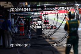 Jenson Button (GBR) McLaren MP4-28 makes a pit stop. 12.05.2013. Formula 1 World Championship, Rd 5, Spanish Grand Prix, Barcelona, Spain, Race Day