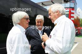 (L to R): Bernie Ecclestone (GBR) CEO Formula One Group (FOM) with Herbie Blash (GBR) FIA Delegate and Charlie Whiting (GBR) FIA Delegate. 11.05.2013. Formula 1 World Championship, Rd 5, Spanish Grand Prix, Barcelona, Spain, Qualifying Day