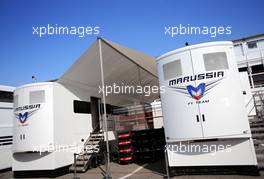 Marussia F1 Team trucks 11.05.2013. Formula 1 World Championship, Rd 5, Spanish Grand Prix, Barcelona, Spain, Qualifying Day