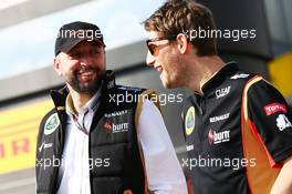 (L to R): Eric Lux (BEL) Genii Capital CEO with Romain Grosjean (FRA) Lotus F1 Team. 11.05.2013. Formula 1 World Championship, Rd 5, Spanish Grand Prix, Barcelona, Spain, Qualifying Day