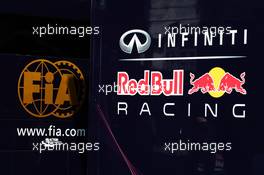 FIA and Red Bull Racing logos. 11.05.2013. Formula 1 World Championship, Rd 5, Spanish Grand Prix, Barcelona, Spain, Qualifying Day