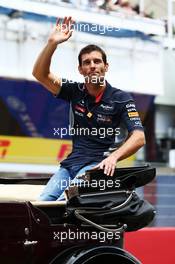 Mark Webber (AUS) Red Bull Racing on the drivers parade. 12.05.2013. Formula 1 World Championship, Rd 5, Spanish Grand Prix, Barcelona, Spain, Race Day