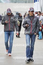 Esteban Gutierrez (MEX) Sauber and team mate Nico Hulkenberg (GER) Sauber. 28.06.2013. Formula 1 World Championship, Rd 8, British Grand Prix, Silverstone, England, Practice Day.