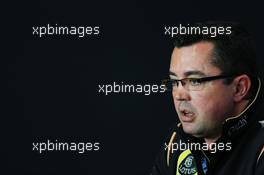 Eric Boullier (FRA) Lotus F1 Team Principal in the FIA Press Conference. 28.06.2013. Formula 1 World Championship, Rd 8, British Grand Prix, Silverstone, England, Practice Day.