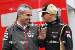 (L to R): Beat Zehnder (SUI) Sauber F1 Team Manager with Kimi Raikkonen (FIN) Lotus F1 Team. 28.06.2013. Formula 1 World Championship, Rd 8, British Grand Prix, Silverstone, England, Practice Day.
