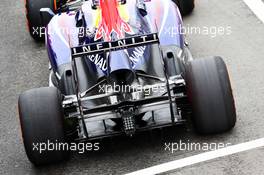 Mark Webber (AUS) Red Bull Racing RB9 rear wing and rear suspension. 28.06.2013. Formula 1 World Championship, Rd 8, British Grand Prix, Silverstone, England, Practice Day.