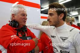 (L to R): Pat Symonds (GBR) Marussia F1 Team Technical Consultant with Jules Bianchi (FRA) Marussia F1 Team. 28.06.2013. Formula 1 World Championship, Rd 8, British Grand Prix, Silverstone, England, Practice Day.