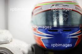 The helmet of Paul di Resta (GBR) Sahara Force India F1. 28.06.2013. Formula 1 World Championship, Rd 8, British Grand Prix, Silverstone, England, Practice Day.