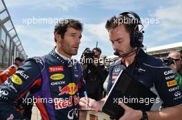 Mark Webber (AUS) Red Bull Racing on the grid. 30.06.2013. Formula 1 World Championship, Rd 8, British Grand Prix, Silverstone, England, Race Day.
