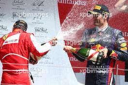 Fernando Alonso (ESP) Ferrari F138 and Mark Webber (AUS) Red Bull Racing. 30.06.2013. Formula 1 World Championship, Rd 8, British Grand Prix, Silverstone, England, Race Day.