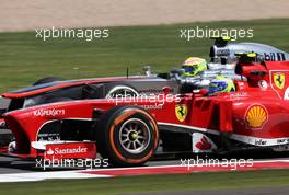 Felipe Massa (BRA), Scuderia Ferrari and Sergio Perez (MEX), McLaren Mercedes  30.06.2013. Formula 1 World Championship, Rd 8, British Grand Prix, Silverstone, England, Race Day.