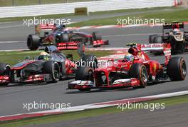 Sergio Perez (MEX), McLaren Mercedes  and Felipe Massa (BRA), Scuderia Ferrari  30.06.2013. Formula 1 World Championship, Rd 8, British Grand Prix, Silverstone, England, Race Day.