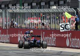 Sebastian Vettel (GER), Red Bull Racing stopped on track 30.06.2013. Formula 1 World Championship, Rd 8, British Grand Prix, Silverstone, England, Race Day.
