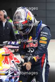 Sebastian Vettel (GER) Red Bull Racing in parc ferme. 29.06.2013. Formula 1 World Championship, Rd 8, British Grand Prix, Silverstone, England, Qualifying Day.