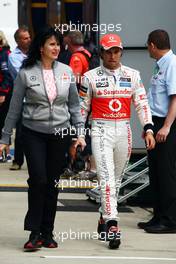 Sergio Perez (MEX) McLaren with Silvia Hoffer, McLaren Press Officer. 29.06.2013. Formula 1 World Championship, Rd 8, British Grand Prix, Silverstone, England, Qualifying Day.