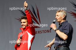 Jules Bianchi (FRA) Marussia F1 Team and Tony Jardine (GBR) at the post race concert. 30.06.2013. Formula 1 World Championship, Rd 8, British Grand Prix, Silverstone, England, Race Day.