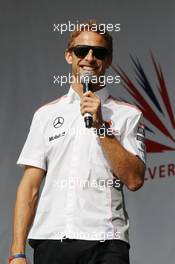 Jenson Button (GBR) McLaren at the post race concert. 30.06.2013. Formula 1 World Championship, Rd 8, British Grand Prix, Silverstone, England, Race Day.