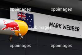 Sign for Mark Webber (AUS) Red Bull Racing. 27.06.2013. Formula 1 World Championship, Rd 8, British Grand Prix, Silverstone, England, Preparation Day.