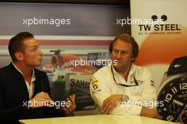 (L to R): Jordy Cobelens (NLD) CEO TW Steel with Robert Fernley (GBR) Sahara Force India F1 Team Deputy Team Principal at a TW Steel media call. 27.06.2013. Formula 1 World Championship, Rd 8, British Grand Prix, Silverstone, England, Preparation Day.