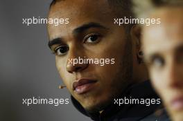 Lewis Hamilton (GBR) Mercedes AMG F1 in the FIA Press Conference. 27.06.2013. Formula 1 World Championship, Rd 8, British Grand Prix, Silverstone, England, Preparation Day.