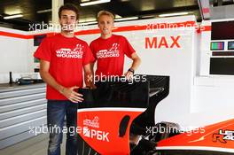 (L to R): Jules Bianchi (FRA) Marussia F1 Team and Max Chilton (GBR) Marussia F1 Team support Walking with the Wounded. 27.06.2013. Formula 1 World Championship, Rd 8, British Grand Prix, Silverstone, England, Preparation Day.