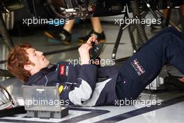 Red Bull Racing mechanic. 27.06.2013. Formula 1 World Championship, Rd 8, British Grand Prix, Silverstone, England, Preparation Day.