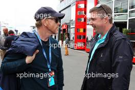 (L to R): Ron Howard (USA) Film Director with David Croft (GBR) Sky Sports Commentator. 05.07.2013. Formula 1 World Championship, Rd 9, German Grand Prix, Nurburgring, Germany, Practice Day.