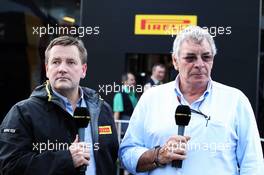(L to R): Paul Hembery (GBR) Pirelli Motorsport Director with Gary Anderson (IRE) BBC Sport Expert Analyst. 05.07.2013. Formula 1 World Championship, Rd 9, German Grand Prix, Nurburgring, Germany, Practice Day.