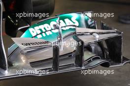 Mercedes AMG F1 W04 front wing detail. 05.07.2013. Formula 1 World Championship, Rd 9, German Grand Prix, Nurburgring, Germany, Practice Day.