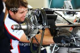 Williams FW35 rear wheel hub. 05.07.2013. Formula 1 World Championship, Rd 9, German Grand Prix, Nurburgring, Germany, Practice Day.