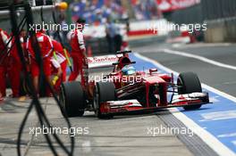 Fernando Alonso (ESP) Ferrari F138 leaves the pits. 05.07.2013. Formula 1 World Championship, Rd 9, German Grand Prix, Nurburgring, Germany, Practice Day.