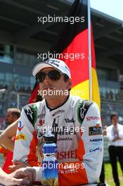Adrian Sutil (GER) Sahara Force India F1 on the grid. 07.07.2013. Formula 1 World Championship, Rd 9, German Grand Prix, Nurburgring, Germany, Race Day.