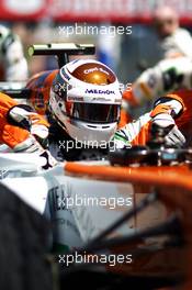 Adrian Sutil (GER) Sahara Force India VJM06 on the grid. 07.07.2013. Formula 1 World Championship, Rd 9, German Grand Prix, Nurburgring, Germany, Race Day.