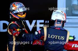 Romain Grosjean (FRA) Lotus F1 E21 and Kimi Raikkonen (FIN) Lotus F1 E21. 07.07.2013. Formula 1 World Championship, Rd 9, German Grand Prix, Nurburgring, Germany, Race Day.