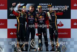 Kimi Raikkonen (FIN), Lotus F1 Team, Sebastian Vettel (GER), Red Bull Racing and Romain Grosjean (FRA), Lotus F1 Team  07.07.2013. Formula 1 World Championship, Rd 9, German Grand Prix, Nurburgring, Germany, Race Day.