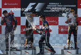 Kimi Raikkonen (FIN), Lotus F1 Team, Sebastian Vettel (GER), Red Bull Racing and Romain Grosjean (FRA), Lotus F1 Team  07.07.2013. Formula 1 World Championship, Rd 9, German Grand Prix, Nurburgring, Germany, Race Day.