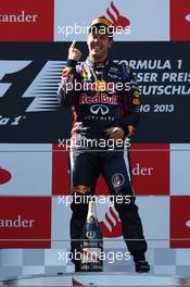 1st place for Sebastian Vettel (GER) Red Bull Racing. 07.07.2013. Formula 1 World Championship, Rd 9, German Grand Prix, Nurburgring, Germany, Race Day.