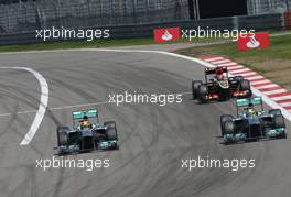 Lewis Hamilton (GBR), Mercedes Grand Prix and Nico Rosberg (GER), Mercedes GP  07.07.2013. Formula 1 World Championship, Rd 9, German Grand Prix, Nurburgring, Germany, Race Day.