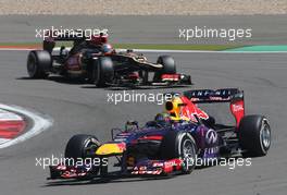 Sebastian Vettel (GER), Red Bull Racing and Romain Grosjean (FRA), Lotus F1 Team  07.07.2013. Formula 1 World Championship, Rd 9, German Grand Prix, Nurburgring, Germany, Race Day.