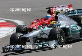 Lewis Hamilton (GBR), Mercedes Grand Prix and Fernando Alonso (ESP), Scuderia Ferrari  07.07.2013. Formula 1 World Championship, Rd 9, German Grand Prix, Nurburgring, Germany, Race Day.
