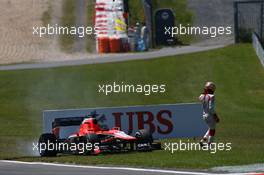Jules Bianchi (FRA) Marussia F1 Team MR02 with an engine failure. 07.07.2013. Formula 1 World Championship, Rd 9, German Grand Prix, Nurburgring, Germany, Race Day.