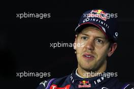 Sebastian Vettel (GER) Red Bull Racing in the FIA Press Conference. 06.07.2013. Formula 1 World Championship, Rd 9, German Grand Prix, Nurburgring, Germany, Qualifying Day.