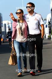 Jenson Button (GBR) McLaren with his girlfriend Jessica Michibata (JPN). 06.07.2013. Formula 1 World Championship, Rd 9, German Grand Prix, Nurburgring, Germany, Qualifying Day.