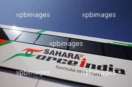 Sahara Force India F1 Team logo on a truck. 06.07.2013. Formula 1 World Championship, Rd 9, German Grand Prix, Nurburgring, Germany, Qualifying Day.