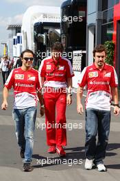 (L to R): Felipe Massa (BRA) Ferrari with team mate Fernando Alonso (ESP) Ferrari. 07.07.2013. Formula 1 World Championship, Rd 9, German Grand Prix, Nurburgring, Germany, Race Day.